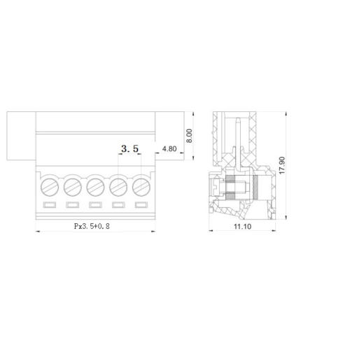 3.5MM pitch with flange free welding butt terminal wiring socket